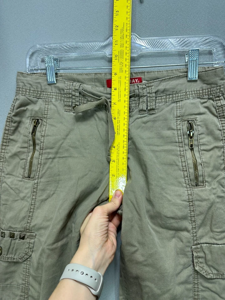 Pantalones capri enrollables vintage Y2K Gorpcore tiro bajo indie grunge cargo/talla 0 Foto 4 de 4
