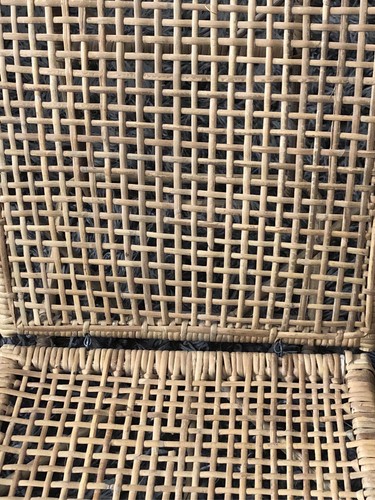 Pair VTG Rattan Bamboo Folding Floor Portable Wicker Beach Canoe Boat Cane Chair - Picture 6 of 14