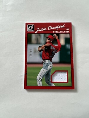 2023 Donruss Retro 90s Materials #90MJU Justin Crawford Phillies Red #ed 07/99