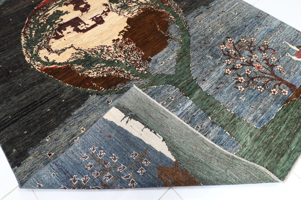 8 x 10 ft Gabbeh Animal Area Rug Afghan Hand Knotted Veg Dye Wool