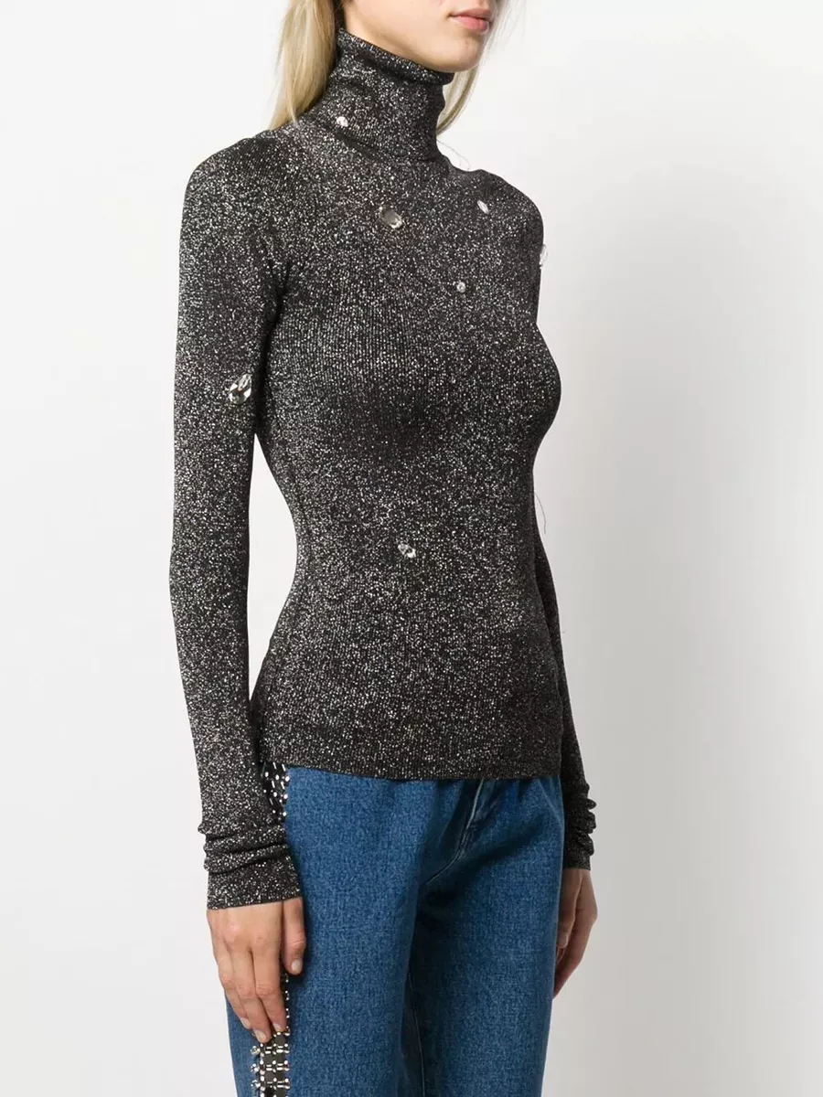 Cristal Embellished Turtleneck Knit Top-