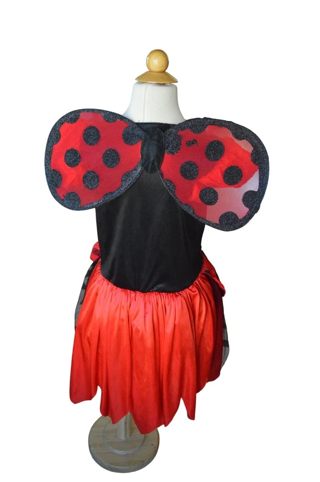 Disfraz Ladybug Con Alas Pantalones Diadema Niñas L (10-12) Negro Rojo Lunares Foto 2 de 4