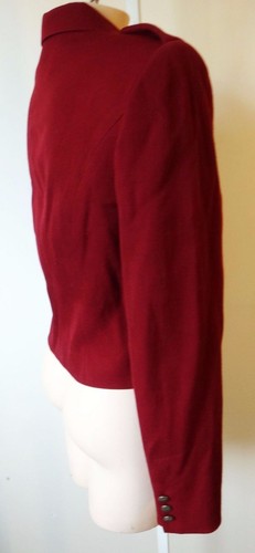 DKNY military red bolero crop short burgundy suit jacket blazer steampunk 8 80s - Picture 4 of 11