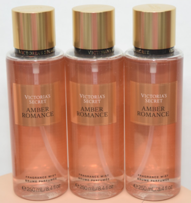 3 New Victoria's Secret Amber Romance Fragrance Body Mist 8.4 Lot