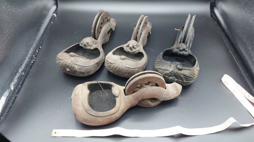 TURTLE japanese sumitsubo vtg chalk line ink box netsuke wood carving tool LOT