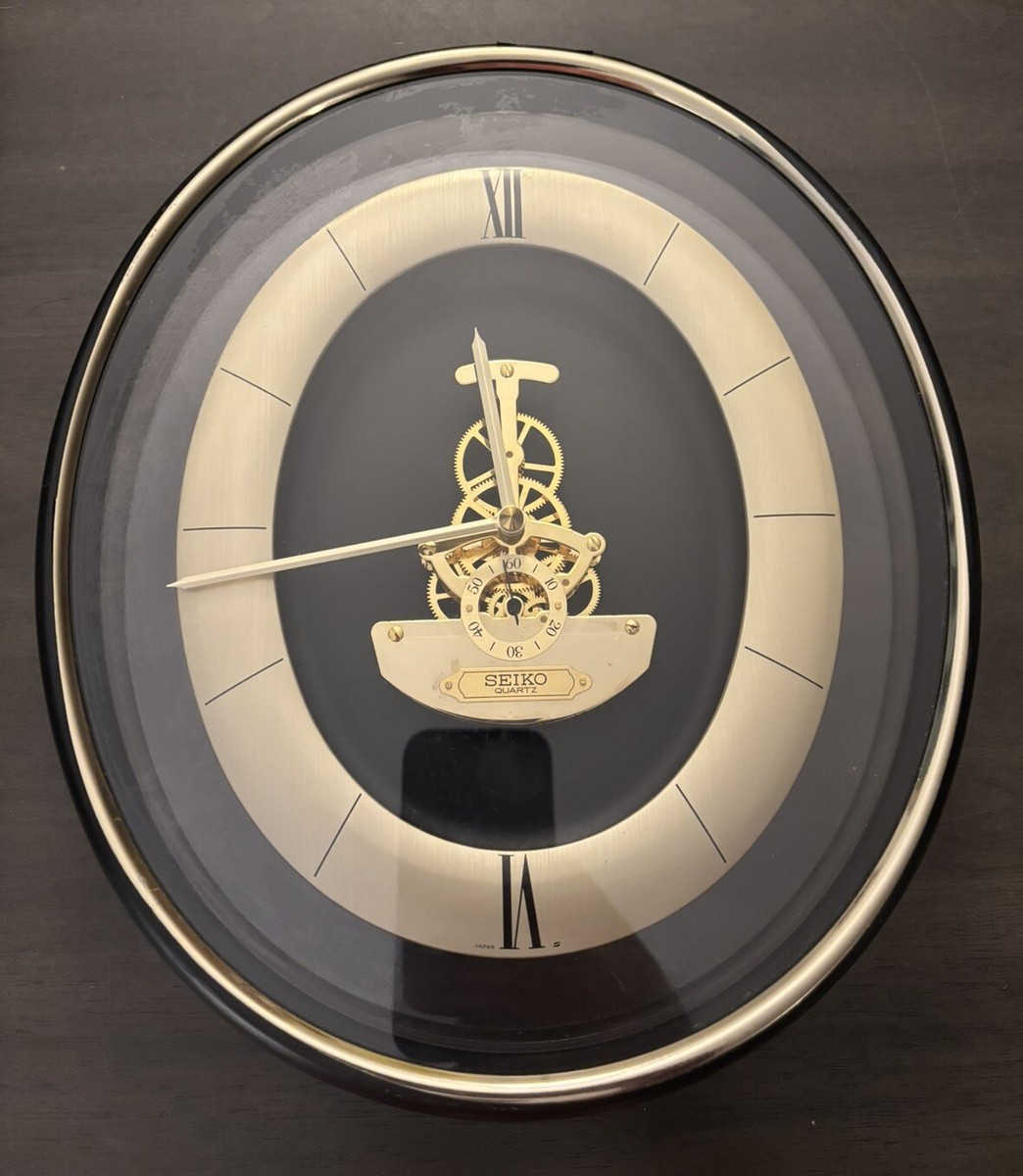 Vintage 1980's Seiko Skeleton Visible Movement Wall Clock QAX201G