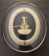 Vintage 1980's Seiko Skeleton Visible Movement Wall Clock QAX201G Gold Works