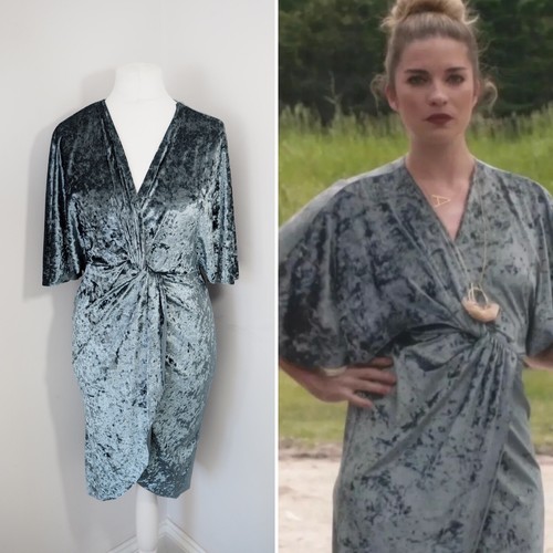 Zara Crushed Velvet Dress Size L Blue 
