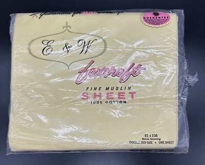 Vintage E & W Foxcroft Bed Sheet Double Bed Yellow 91 x 108 100% Cotton New