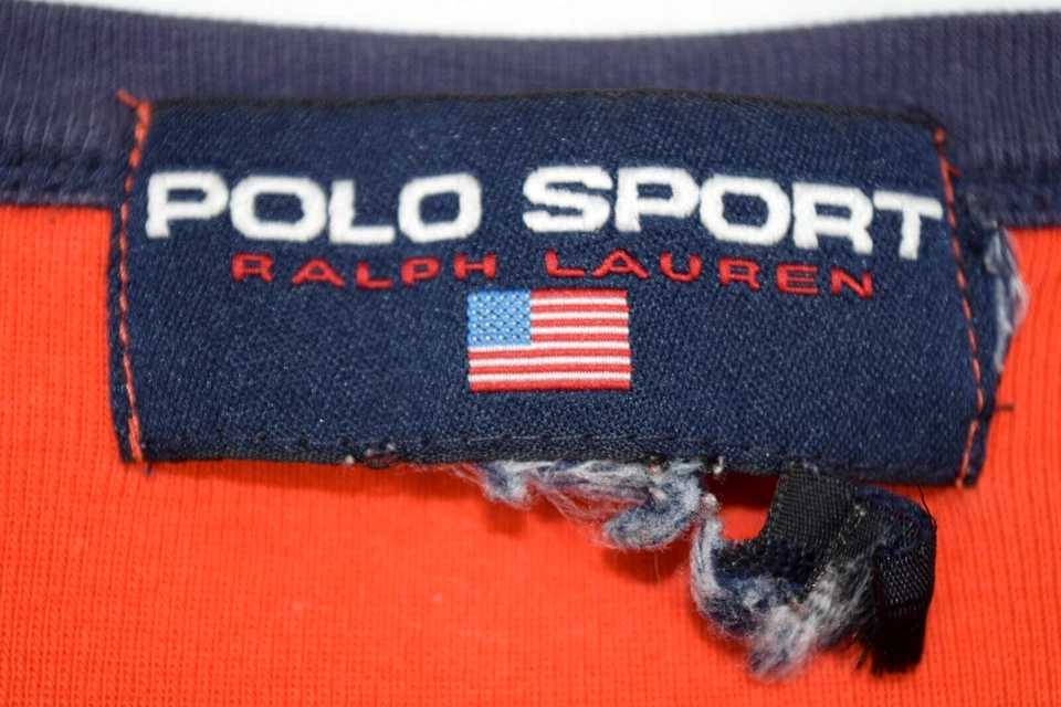 Camiseta Polo Deportiva Vintage Ralph Lauren Talla M Años 90 Camisa Naranja Timbre Negro Foto 4 de 4