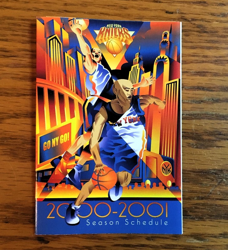 NEW YORK KNICKS, one pocket schedule 2000-2001, NBA, SPREWELL, NY Knicks, EX
