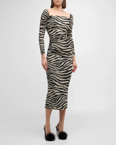 NWT Chiara Bon Yu Midi Zebra Print Dress 12U.S./48IT in Zambia MSRP$795 - Picture 1 of 17