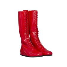 Men's Knee High Red Wrestling Boots Size 8-9 by Costume Agent