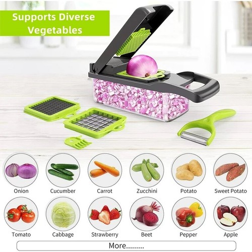 14pc Veggie Chopper Set: Slicer, Grater, Cutter, Container, More - Picture 2 of 6