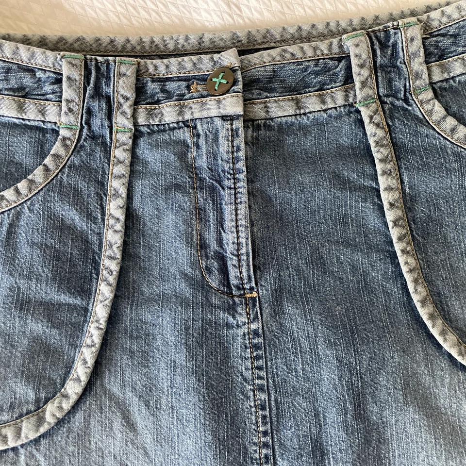 Falda vaquera vintage Sigrid Olsen para mujer talla 10 midi azul cambray Y2K años 90 acampanada Foto 2 de 4