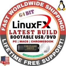 LINUXFX LINUX OS OPERATING SYSTEM, KDE, LIVE/FULL BOOT, USB/DVD, 64BIT, MAC/PC