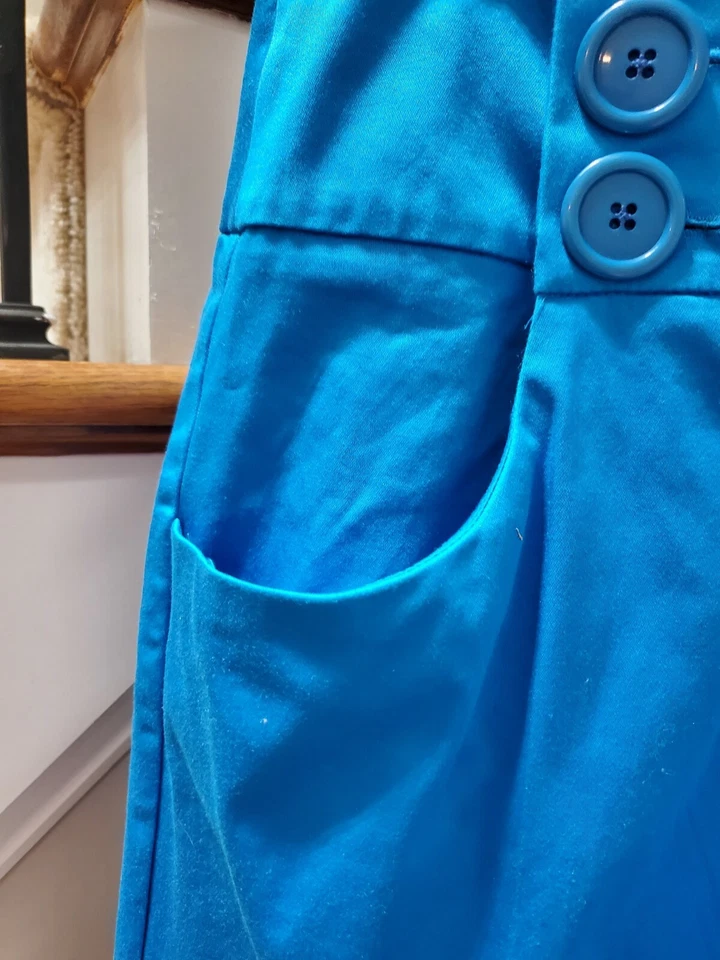 Pantalones Cortos Informales Ashley Stewart Mujer Azul Sólido Algodón Tiro Medio Botones Delanteros 18W Foto 4 de 4