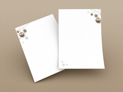 Weihnachtsbriefpapier mit goldenen Weihnachtsmotiven ohne oder mit Umschlägen