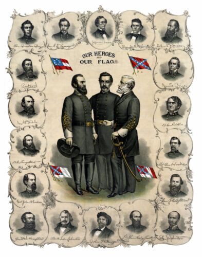 Confederate Heroes Robert E. Lee Stonewall Jackson JEB Stuart Civil War Print - Picture 1 of 1