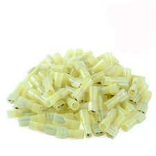 100 Pcs Yellow Nylon Female Spade Connectors 12-10 AWG Quick Disconnect Wire ...