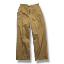 Vintage 1950s Khaki Chino Pants Military Button Fly Size 30 28.5