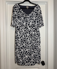 Anne Klein Women’s 16 Gray Floral Cowl Neck Short Sleeve Knee Slip Dress