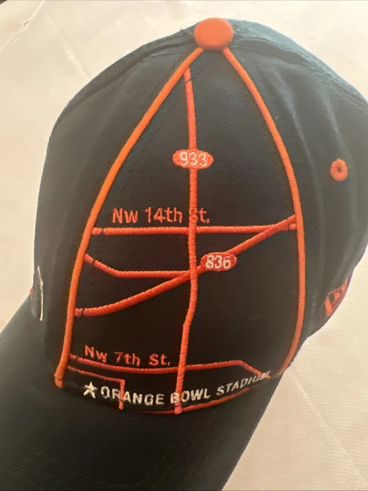 Miami Hurricanes Edición Especial Naranja Cuenco Mapa Gorra Ajustada Sombrero M/L Sandwich Foto 3 de 4