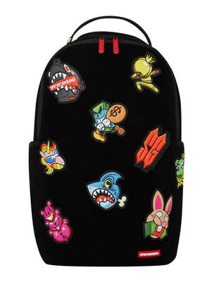 Sprayground Stuck On Ya Removable Patches Backpack New Black Bookbag School Bag