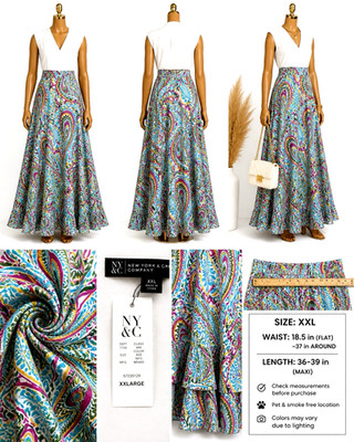 NY & Co  Maxi  Skirt Plus Sz XXL Colorful Paisley Boho Chic Flowy Resort NWT