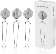 Snap Ball Tea Strainer,  3 Pack Stainless Steel Tea Infuser Filter with Handle f