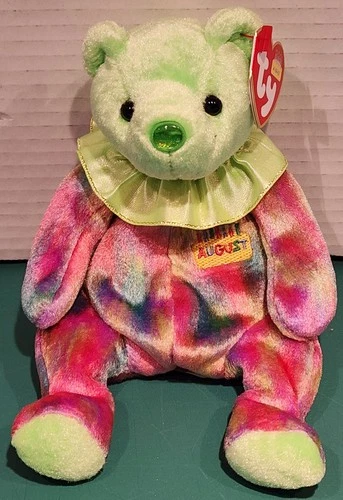Vintage Ty Beanie Baby - August - Birthday Bear (7.5"-2001) MWMT -NEW Style A