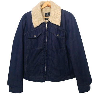 Vintage Cooper Mens 40 M Jacket Sherpa Lined Trucker Light Denim Blue Jean USA