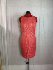 Vince Camuto Dress Lace Overlay Pink Knee Length Size 10 Sleeveless Zip F787