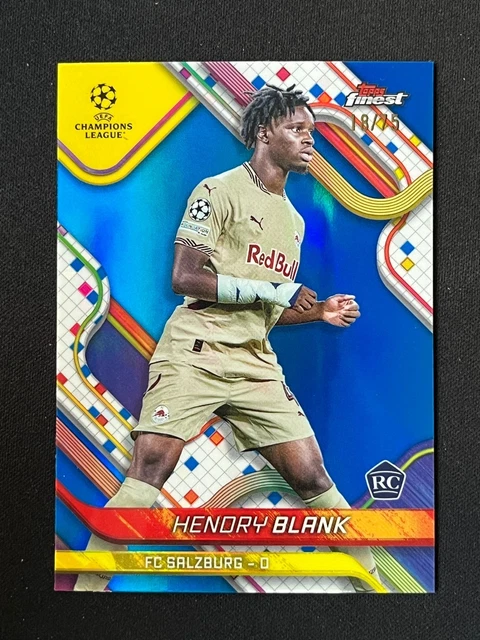 Hendry Blank 2024-25 Topps Finest UCC Blue Refractor 18/75 RC #128