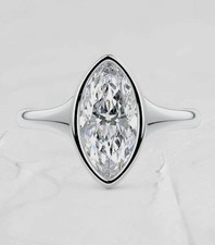 1.8 Carat Bezel Set Moissanite .925 Sterling Silver Ring Sz 5