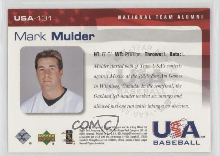 2004 Upper Deck USA Baseball 25-Year Anniversary Mark Mulder #USA-131 - Image 2 of 2