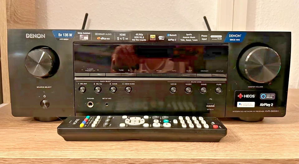 DENON AVR-S650H Network 5.2 Receiver HEOS AirPlay2 Bluetooth HiRes eARC 4k UHD - Bild 2 von 4