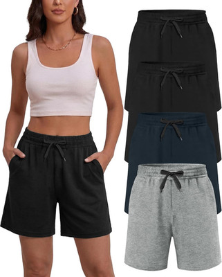 4 Pack Women'S Summer Sweat Shorts Cotton Comfy Drawstring Shorts for Casual Lou
