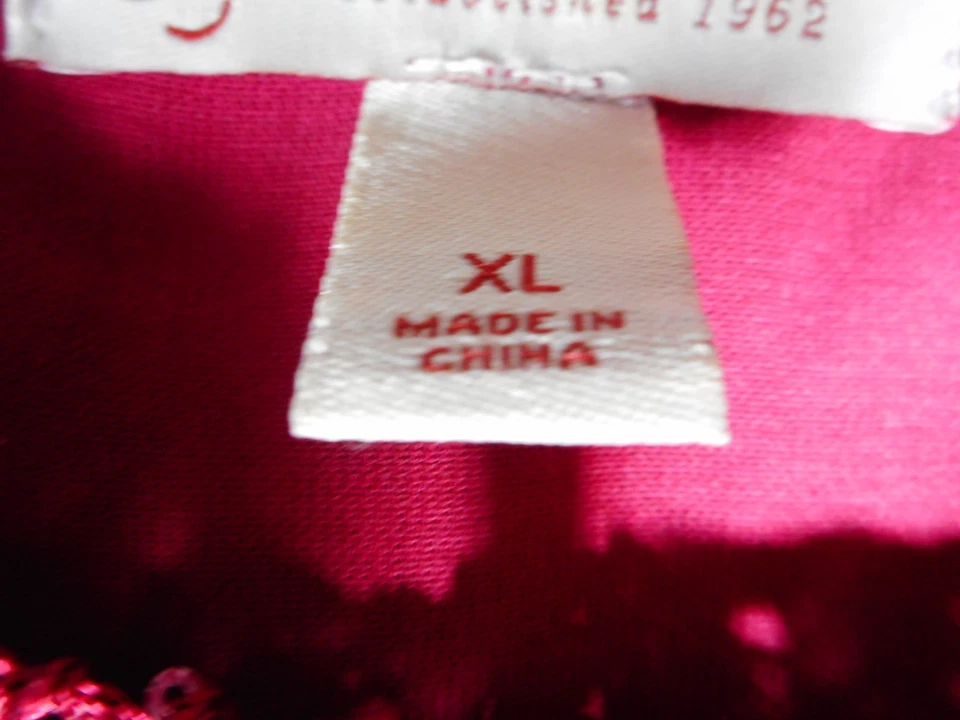 Blusa suéter tejido con lentejuelas rojas vintage para mujer talla XL fiesta brillante Foto 4 de 4