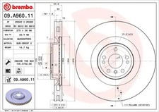 2x Bremsscheibe innenbelüftet 09.A960.11 BREMBO für MERCEDES-BENZ M-KLASSE