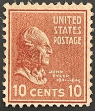 US Scott # 815 Used; Intense Color;  John Tyler; 10¢; Face Free Cancel
