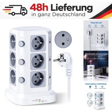 KOOSLA Steckdosenleiste 12 Fach 6 USB Typ E &Uuml;berspannungsschutz 2M