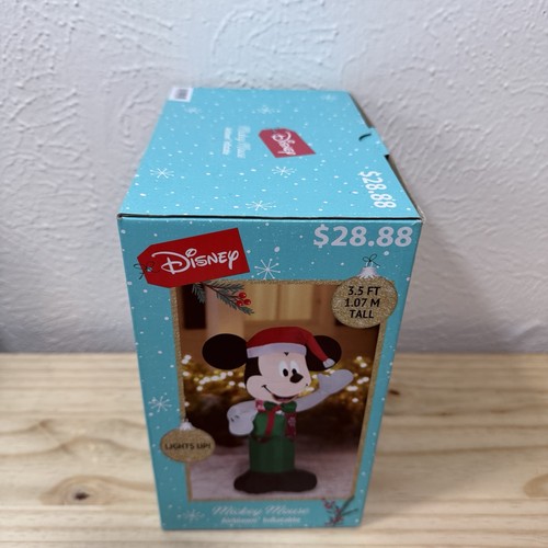 Mickey Mouse Inflable Soplado por Aire Navidad Disney Wave 3.5' Pies LED Verde Regalo - Imagen 4 de 8