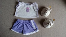 BABW Build a Bear Clothes Purple White Crown Top Tee Paws Shorts Shoes Outfit
