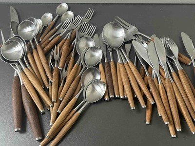 Wallin Safir Schwedisches Teak/Edelstahl Mid Century Besteck/Besteckteile