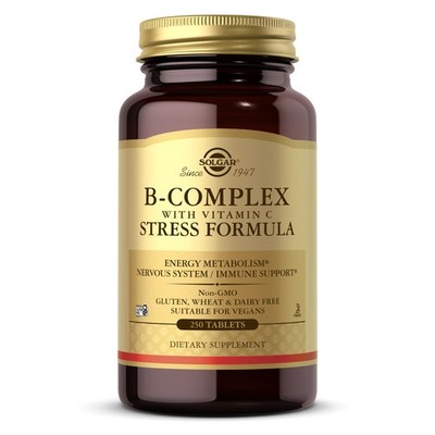 Solgar B-Complex with Vitamin C Stress Formula, 250 Tablets - Energy Metabol...