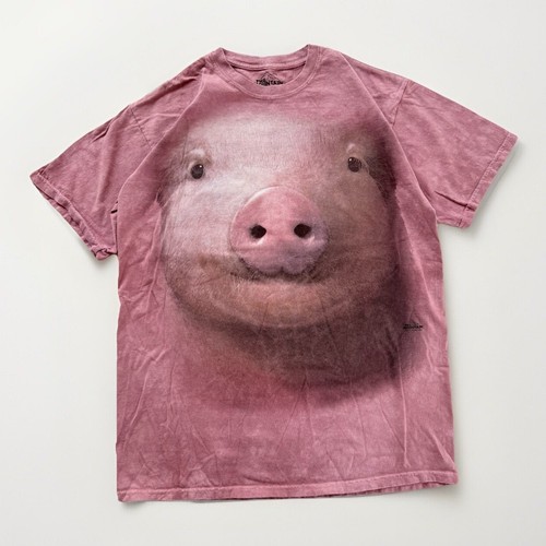 Camisa The Mountain Hombres L Rosa Tie Dye Cara de Cerdo Lechón Estampado Gráfico Manga Corta - Imagen 1 de 7