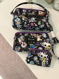 Ju Ju Be x tokidoki Space Print 3 Piece be Set Black/Purple with long strap