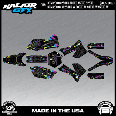 Graphics Kit for KTM all XC and all XC-W model (2005-2007) Twitch - Rainbow