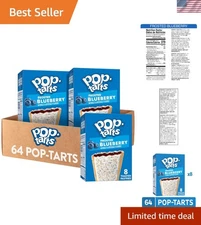 Individually Wrapped 64 Frosted Blueberry Toaster Pastries - A Delightful Snack
